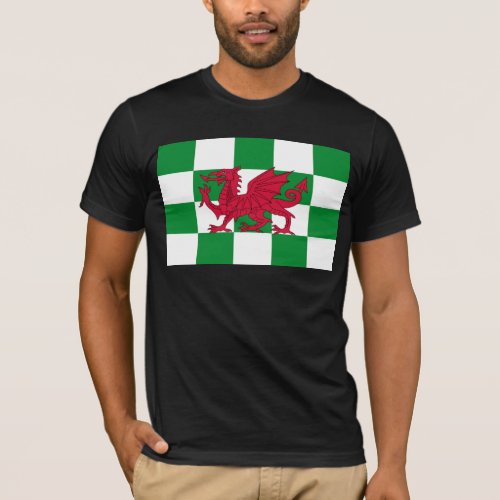 Red Celtic Dragon Flag Chequered Mystical Creature T_Shirt