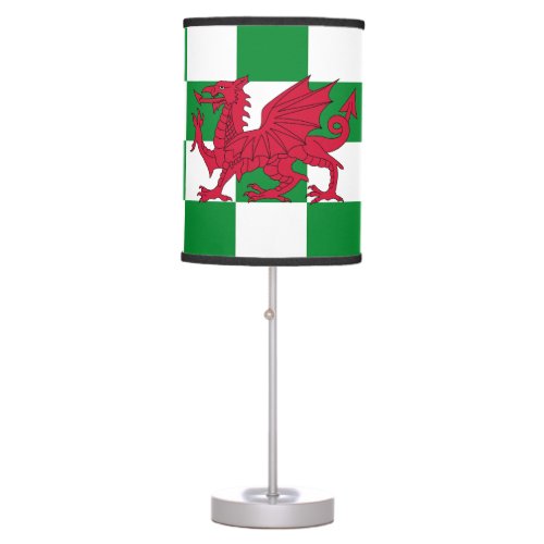 Red Celtic Dragon Flag Chequered Mystical Creature Table Lamp