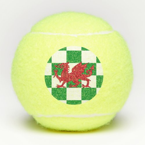 Red Celtic Dragon Flag Chequered Mystical Creature Tennis Balls