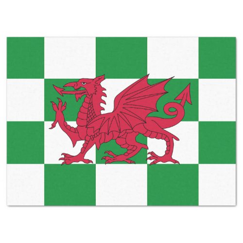 Red Celtic Dragon Flag Chequered Mystical Creature Tissue Paper