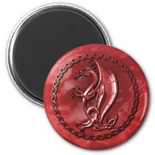 Red Celtic Dragon Magnet