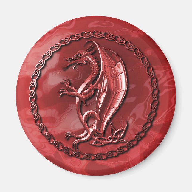 Red Celtic Dragon Magnet (Front)