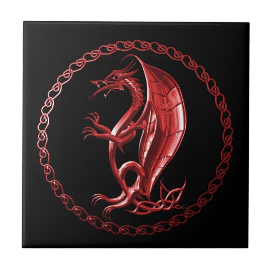 Red Celtic Dragon Tile
