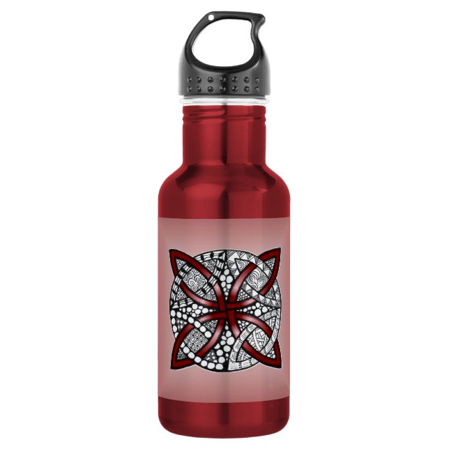 Red Celtic Knot Art Original Water Bottle (Front)