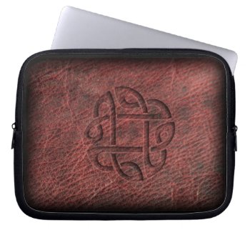 Red Celtic Knot Embossed On Leather Laptop Sleeve by YANKAdesigns at Zazzle