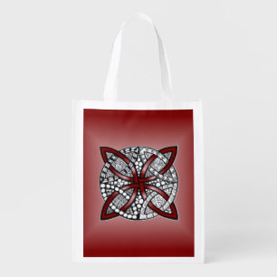 Red Celtic Knot Original Artwork Grocery Bag