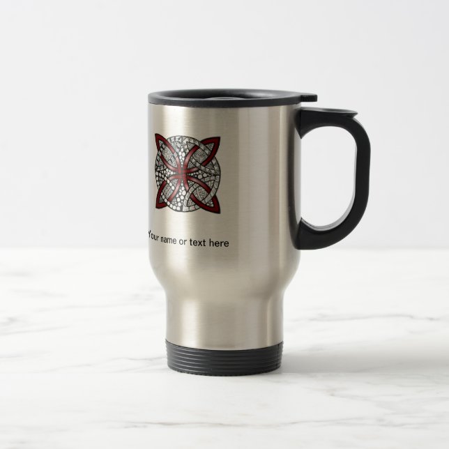 Red Celtic Knot Unique Artwork Travel Mug (Right)