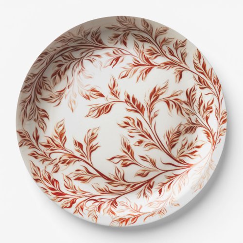 Red Ceramic Look Christmas Poinsettia Round Paper Plates