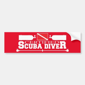 Red Certified Scuba Diver Bumper Sticker by RelevantTees at Zazzle