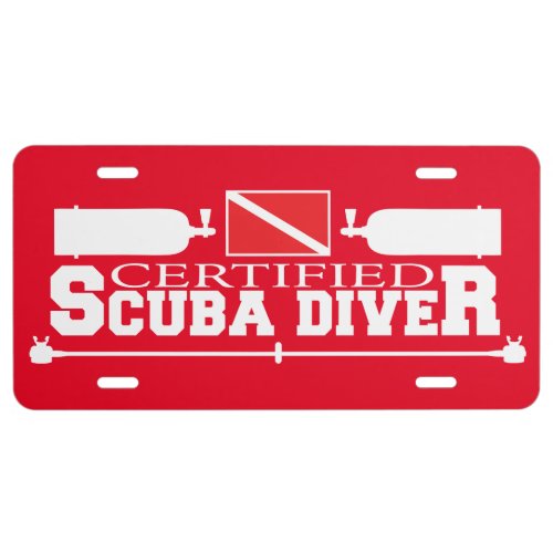 Red Certified Scuba Diver License Plate