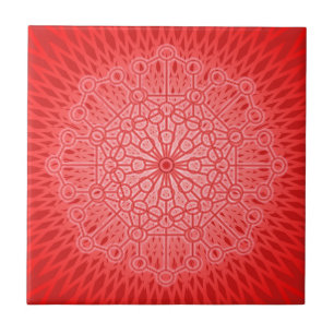 Red Chakra Mandala Sacred Geometry Ceramic Tile