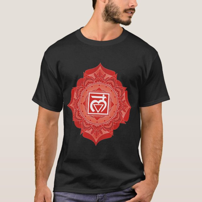 Red Chakra Muladhara Root Chakra Symbol T-Shirt (Front)