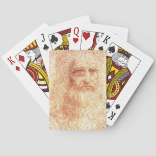 Red Chalk Leonardo da Vinci self-portrait Poker Cards