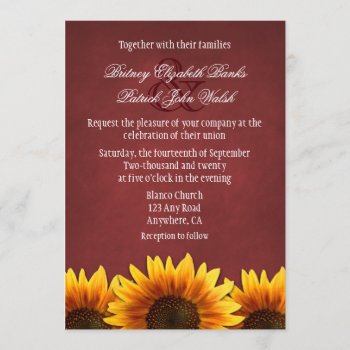 Red Chalkboard Sunflower Wedding Invitations by natureprints at Zazzle