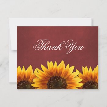 Red Chalkboard Sunflower Wedding Thank You Cards by natureprints at Zazzle