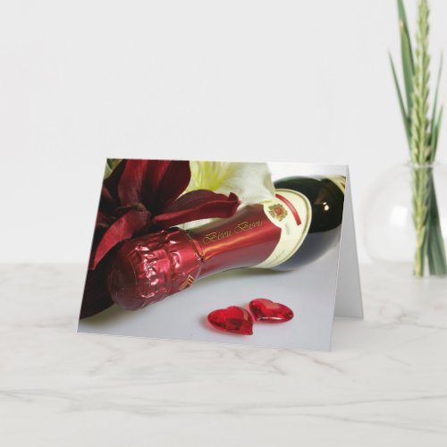 Red Champagne Kiss Holiday Card