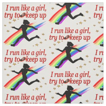 Red Champion Girl Track And Field Design Fabric by MySportsStar at Zazzle
