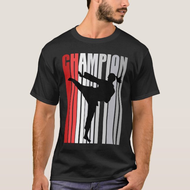 Red Champion Of Karate Sparring Birthday Competiti T-Shirt (Front)