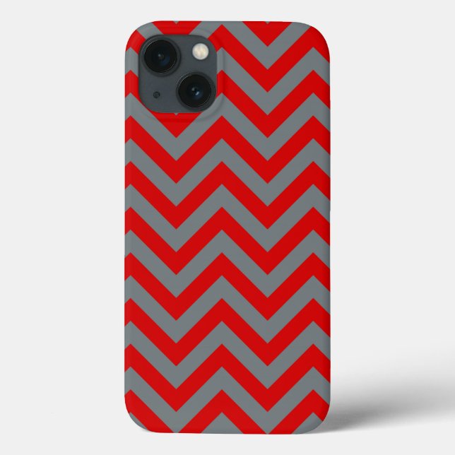 Red, Charcoal Large Chevron ZigZag Pattern Case-Mate iPhone Case (Back)