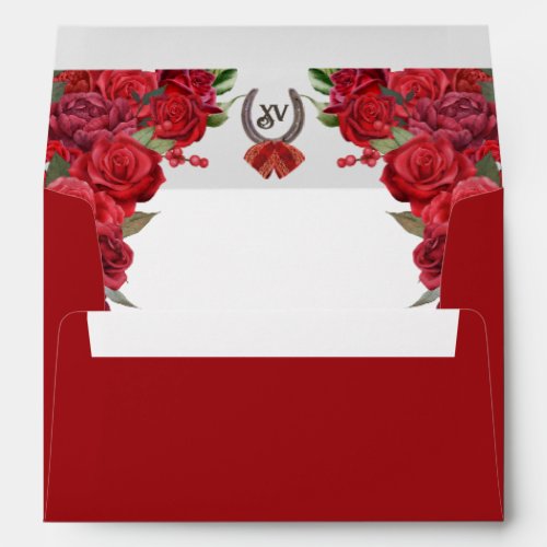 Red Charro Country Western Ranch Style Quinceaera Envelope