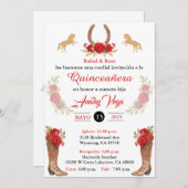 Red Charro Invitation, Mexican Western Invitation. Invitation (Front/Back)