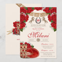 Red Charro Mariachi Quinceanera Fiesta 