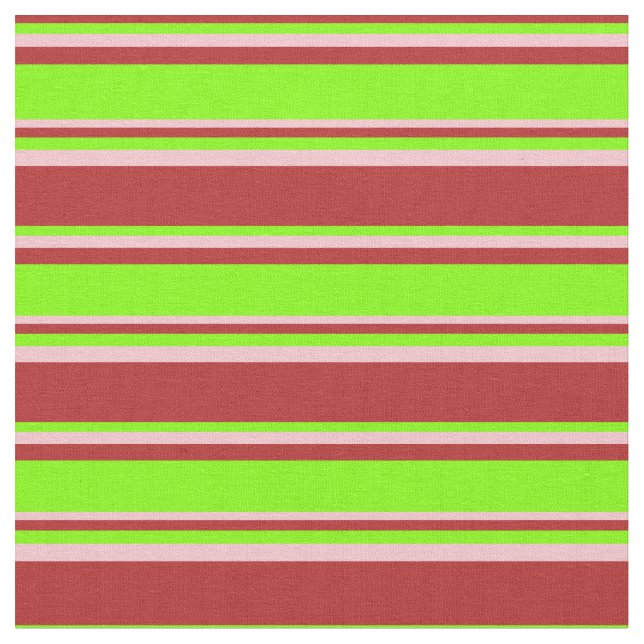 Red, Chartreuse, and Pink Lined Pattern Fabric (Close Up)