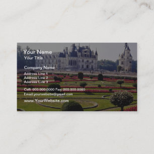 Red Chateau de Chenonceaux, France flowers Business Card