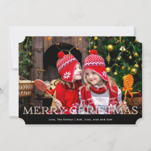 Red Check Buffalo Plaid One Photo Holiday Card