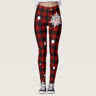Red check christmas leggings