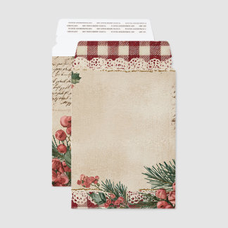 Red Check Country Winter Holiday Envelope Mailers