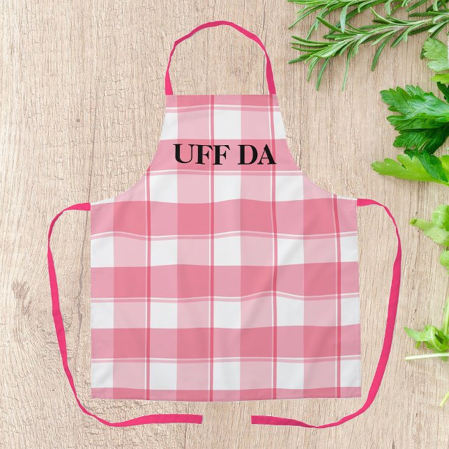 Red Check Farmhouse Uff Da All-Over Print Apron (Creator Uploaded)