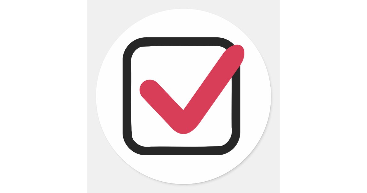 Check Sticker Red Red check mark classic round sticker | Zazzle