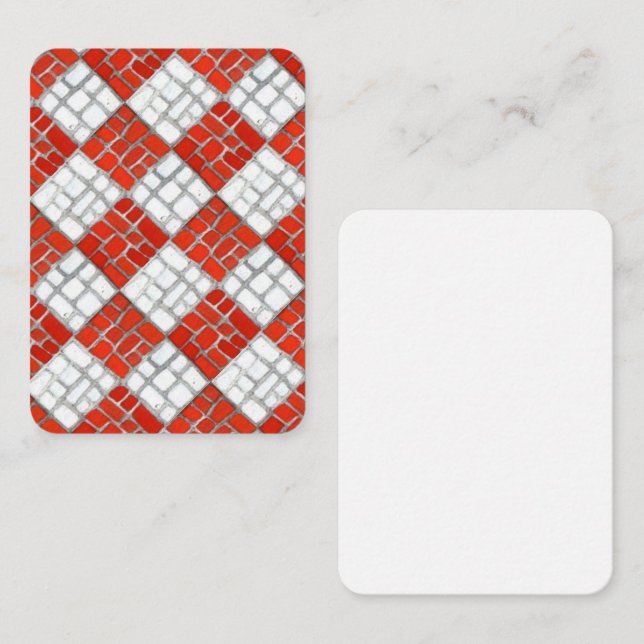 RED CHECK MOSAIC 3.5x2.5 Flat Note Card / Vertical (Front/Back)