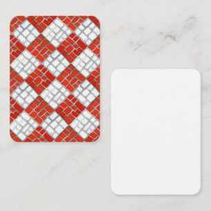 RED CHECK MOSAIC 3.5x2.5 Flat Note Card / Vertical