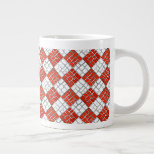 RED CHECK MOSAIC Big White Mug
