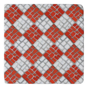 RED CHECK MOSAIC Marble Stone Trivet