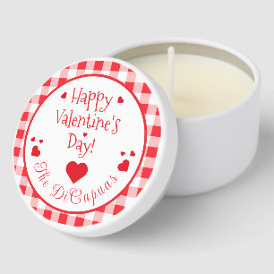 Red Check Red Hearts Valentine's Day Mini Candle Favors