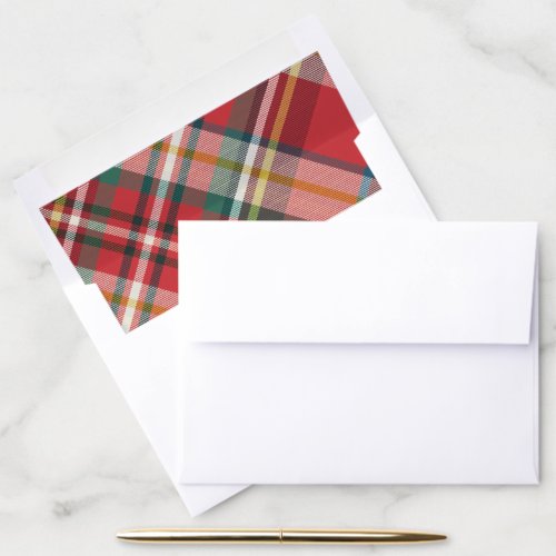 Red Check Rustic Plaid Christmas Holiday Envelope Liner