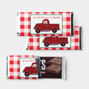 Red Check Vintage Truck Special Delivery Santa  Hershey Bar Favors