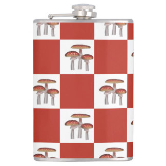 Red check with mushroom flask
