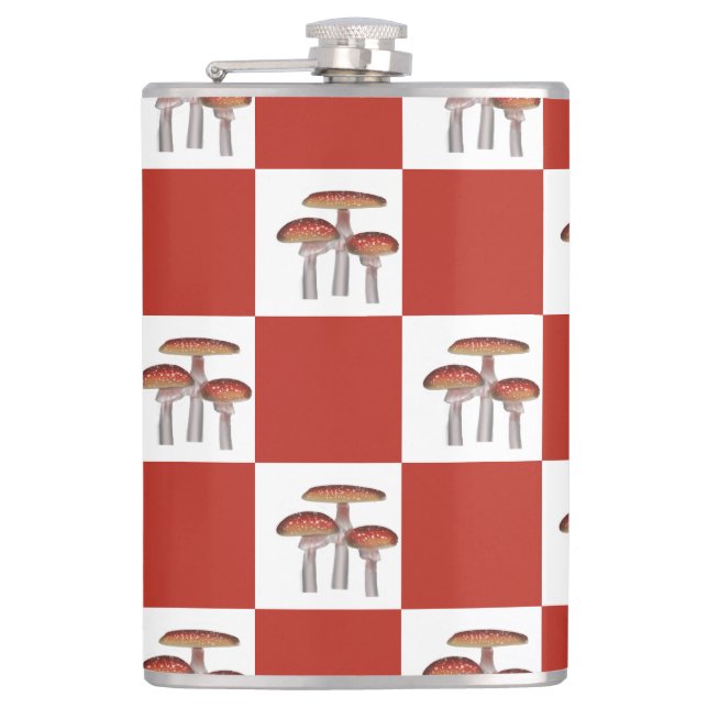 Red check with mushroom flask (Front)