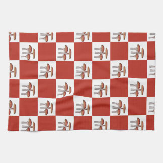 Red check with mushroom kitchen towel