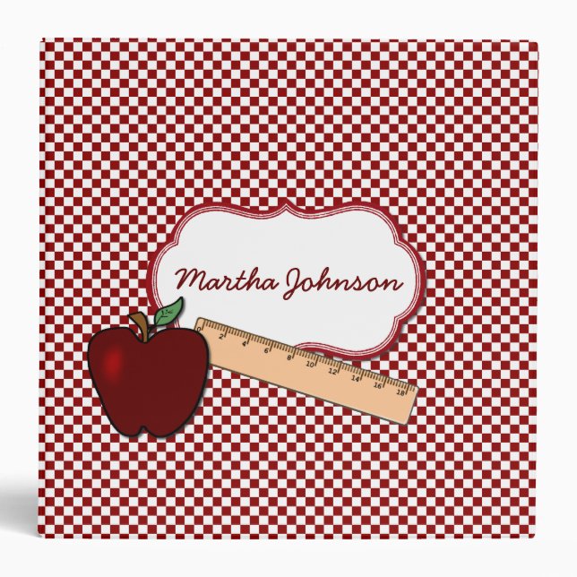 Red Checked Teacher's Class Planner Binder (Front)