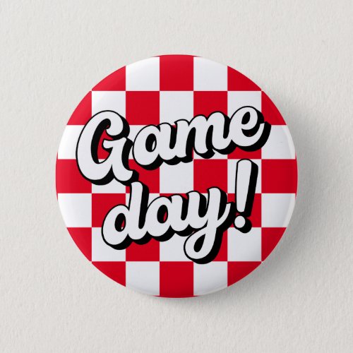 Red Checker Game Day College Sorority Button