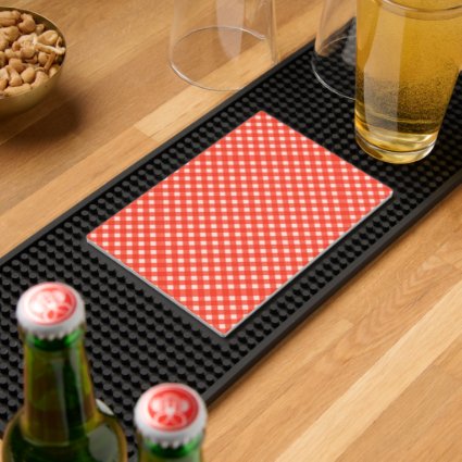 Red Checkerboard Abstract Pattern Bar Mat