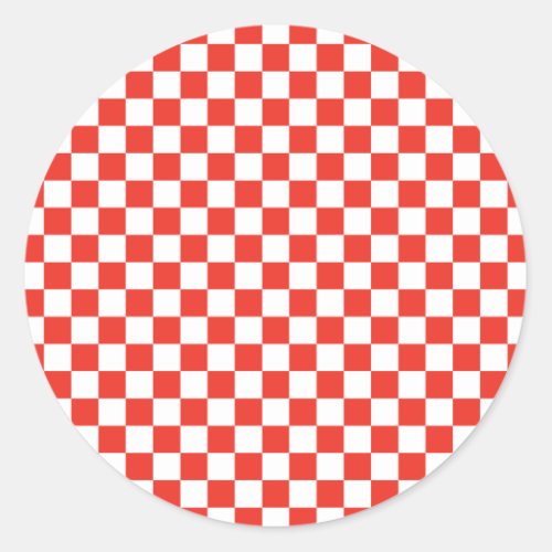 Red Checkerboard Classic Round Sticker