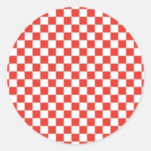 Red Checkerboard Classic Round Sticker