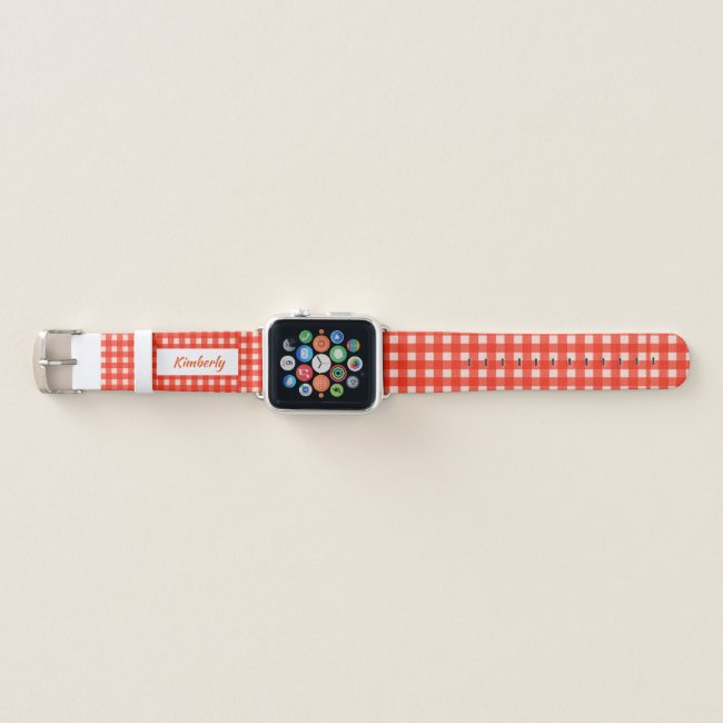 Red Checkerboard Pattern Apple Watch Band