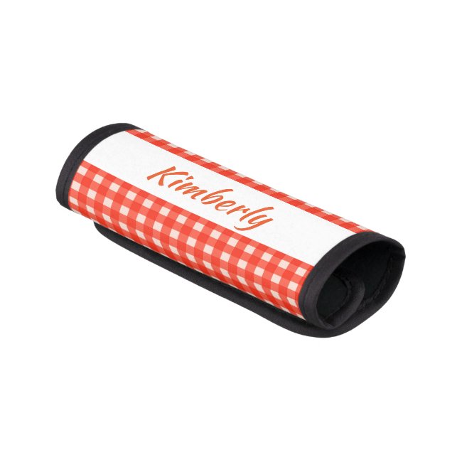 Red Checkerboard Pattern Luggage Handle Wrap